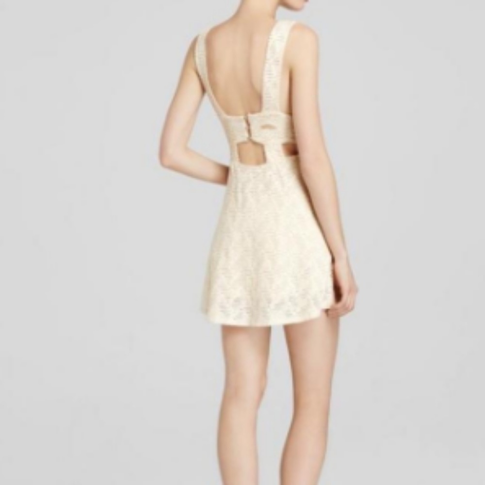 Free People White Lace Dress Boho With Pockets (S)